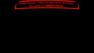 Screenshot of the work. A replica of the Amiga's Guru Meditation Error.