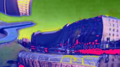 A screenshot of the work. A distorted collage of Spiers Wharf and an old covered railway footbridge.