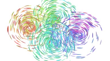 A screenshot of the software. Four overlapping, differently coloured circle/spiral patterns.